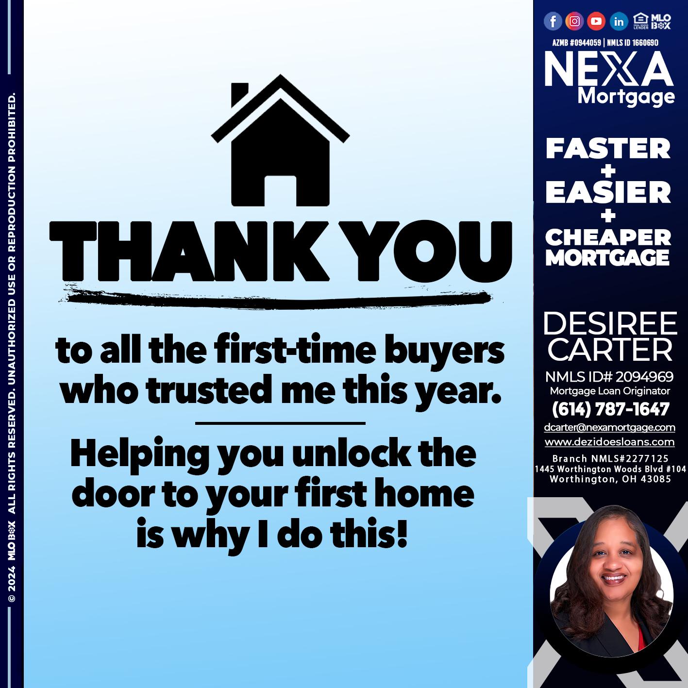 THANK YOU - Desiree Carter -Mortgage Loan Originator