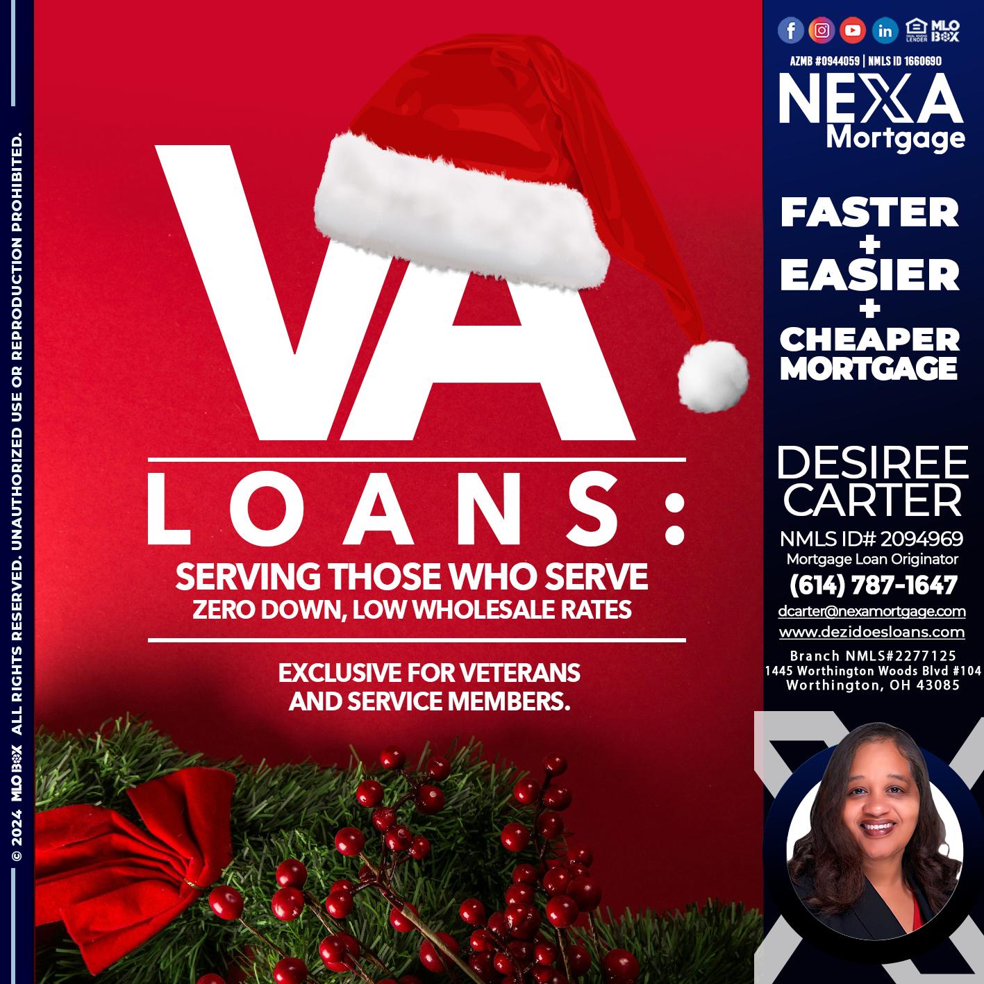 VA LOANS - Desiree Carter -Mortgage Loan Originator