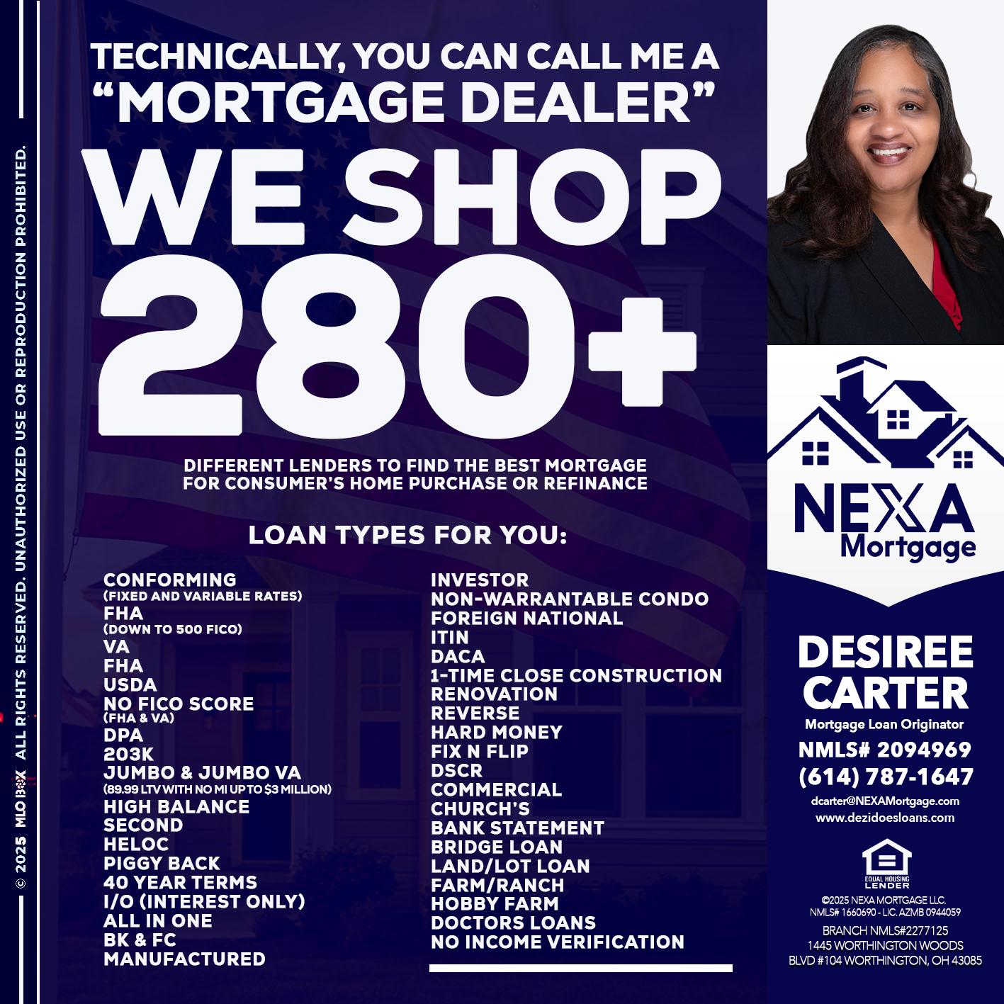 WE SHOP 280 + - Desiree Carter -Mortgage Loan Originator