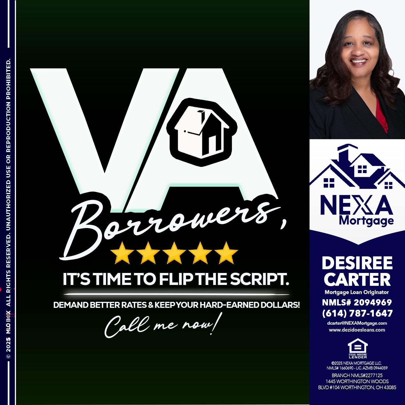 VA BORROWERS - Desiree Carter -Mortgage Loan Originator