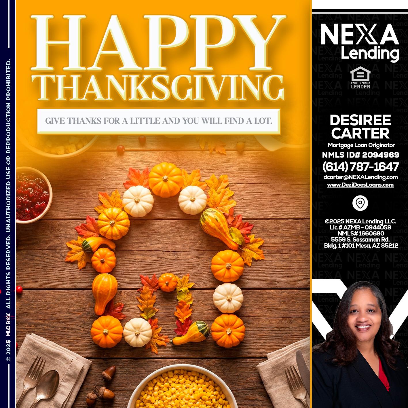 HAPPY THANKSGIVING - Desiree Carter -Mortgage Loan Originator