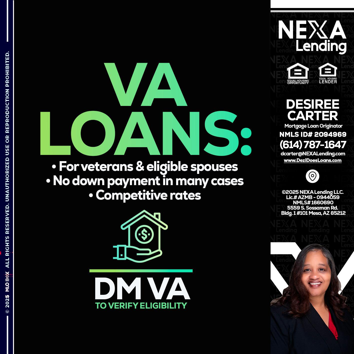 VA LOANS - Desiree Carter -Mortgage Loan Originator