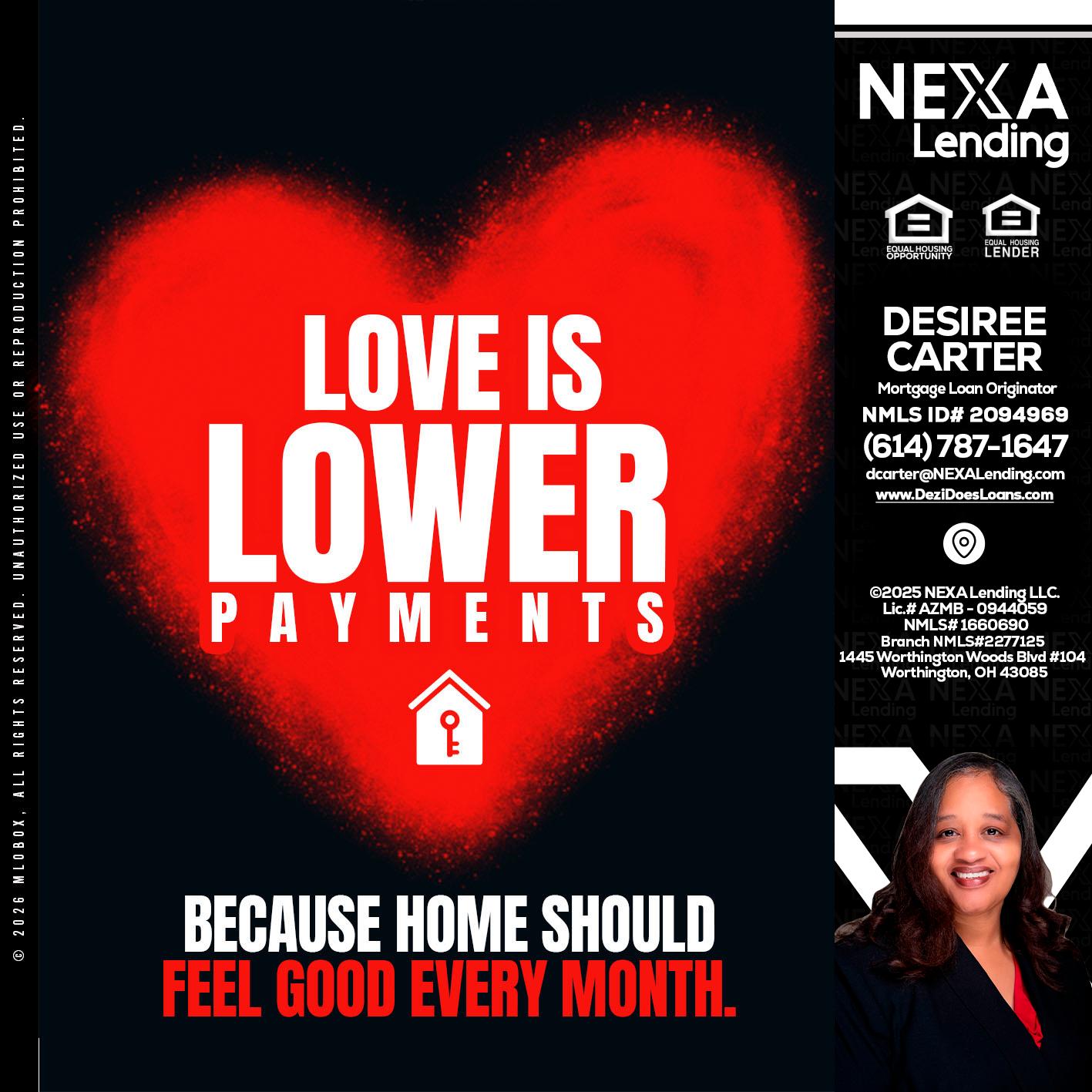 LOVE IS LOWER - Desiree Carter -Mortgage Loan Originator
