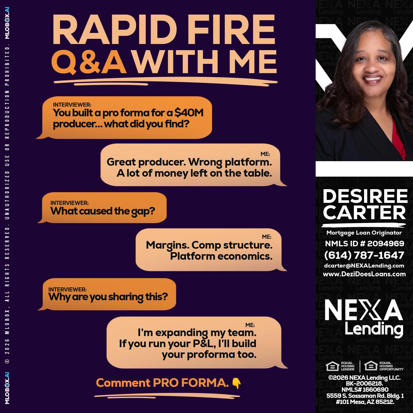 RAPID FIRE - Desiree Carter -Mortgage Loan Originator