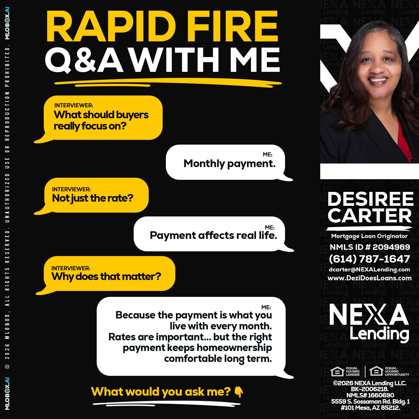 RAPID FIRE Q&A - Desiree Carter -Mortgage Loan Originator