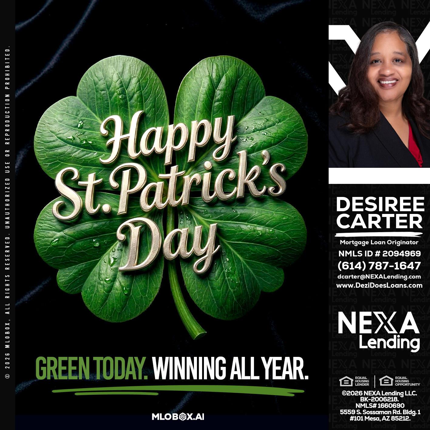happy st. Patricks day - Desiree Carter -Mortgage Loan Originator