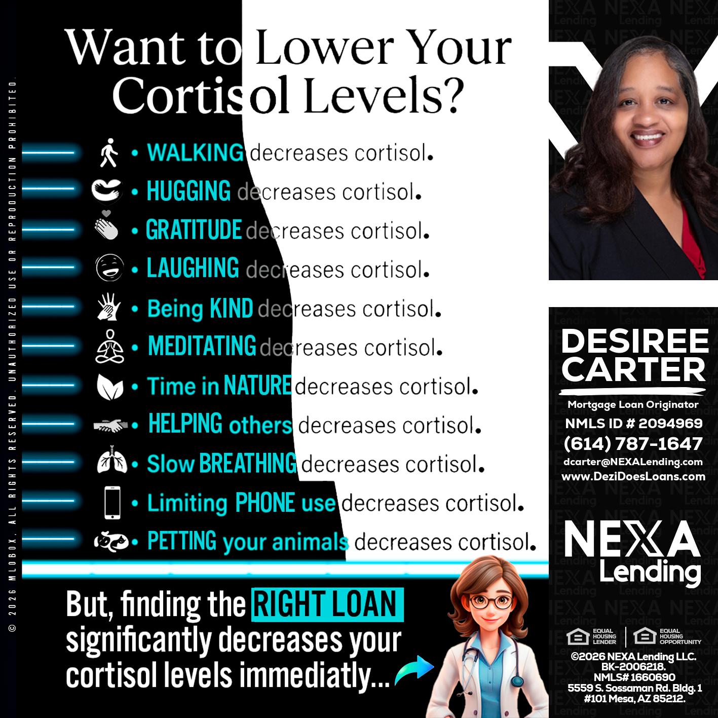 Want to lower Your Cortisol Levels? - Desiree Carter -Mortgage Loan Originator