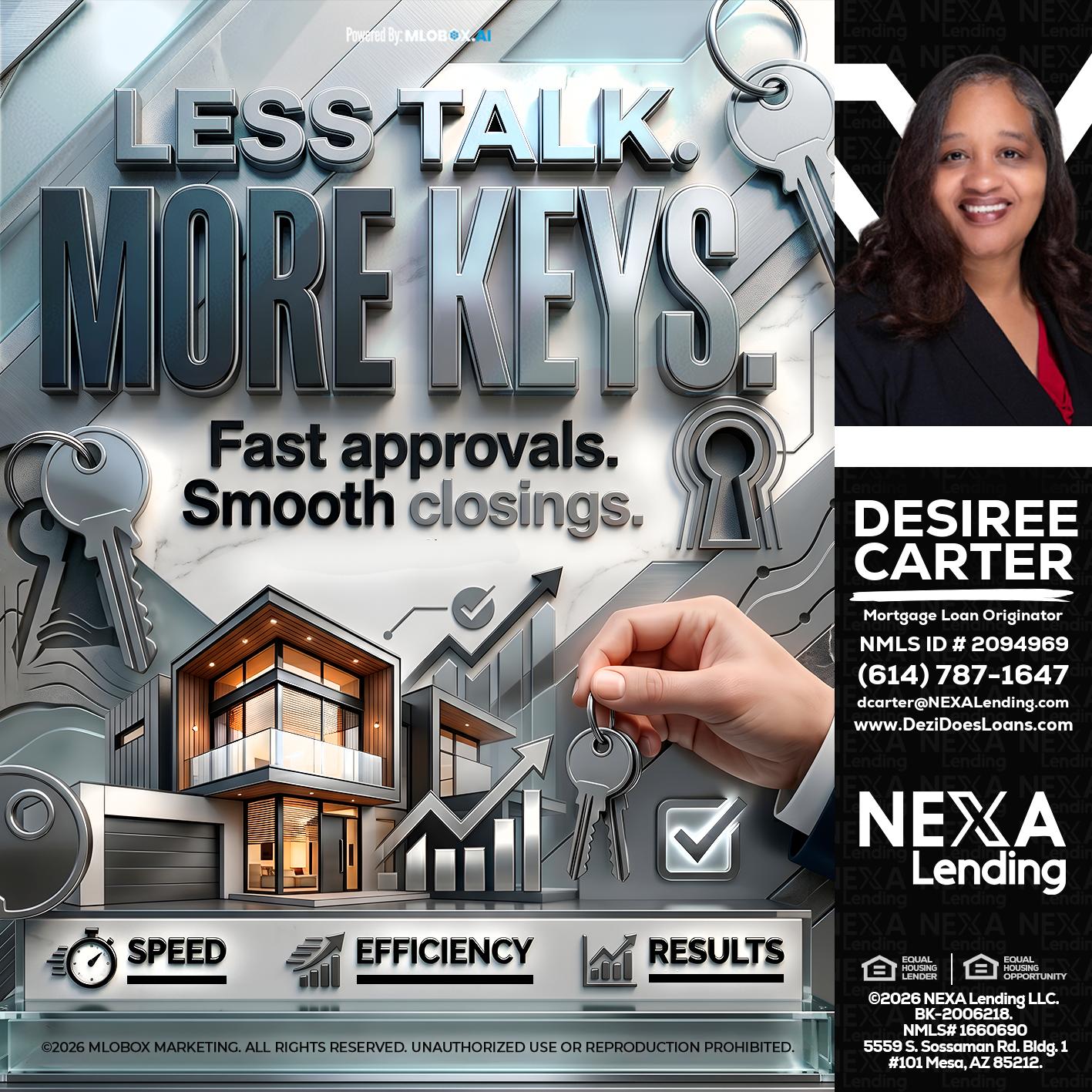 LESS TALK, MORE KEYS! - Desiree Carter -Mortgage Loan Originator