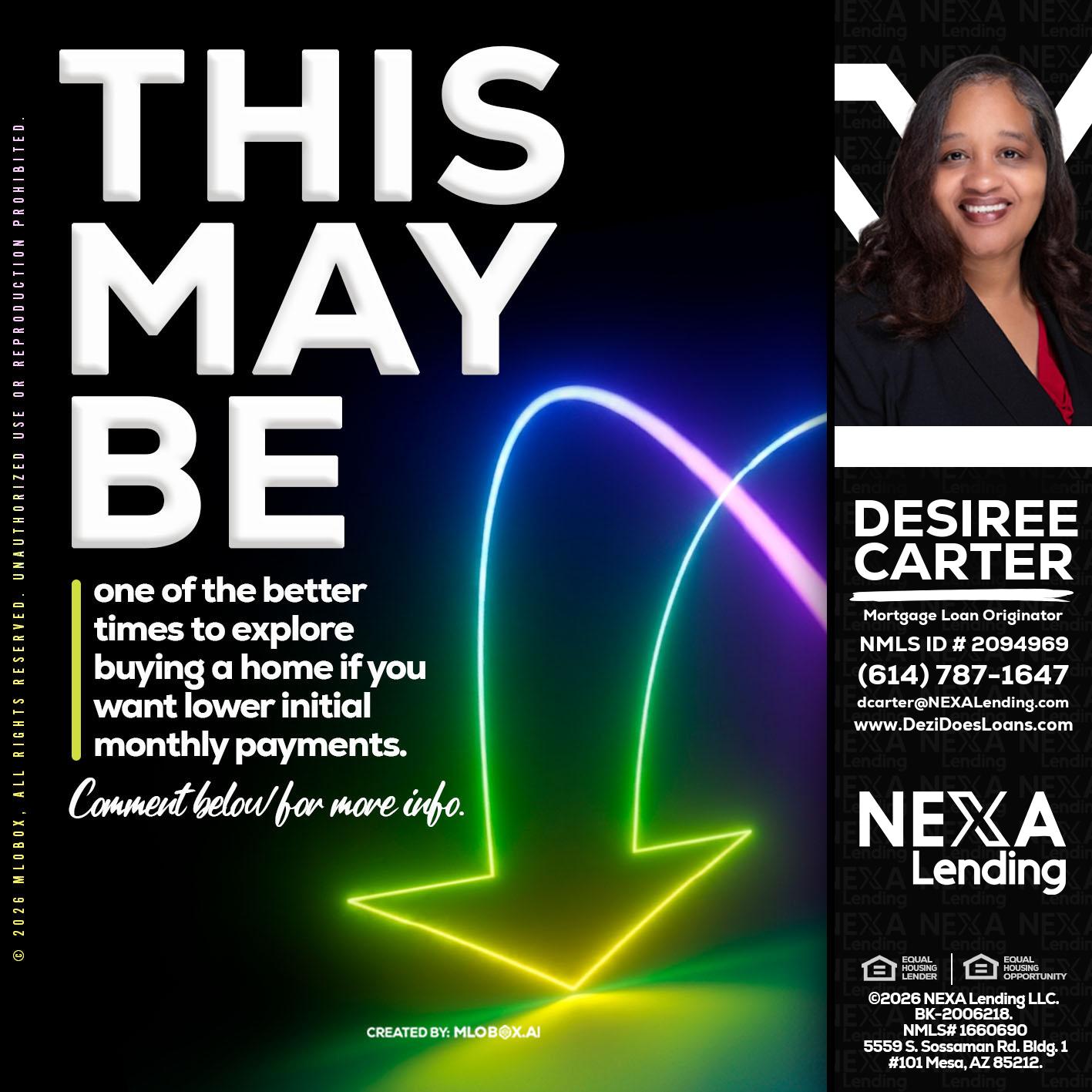 THIS MAY BE - Desiree Carter -Mortgage Loan Originator