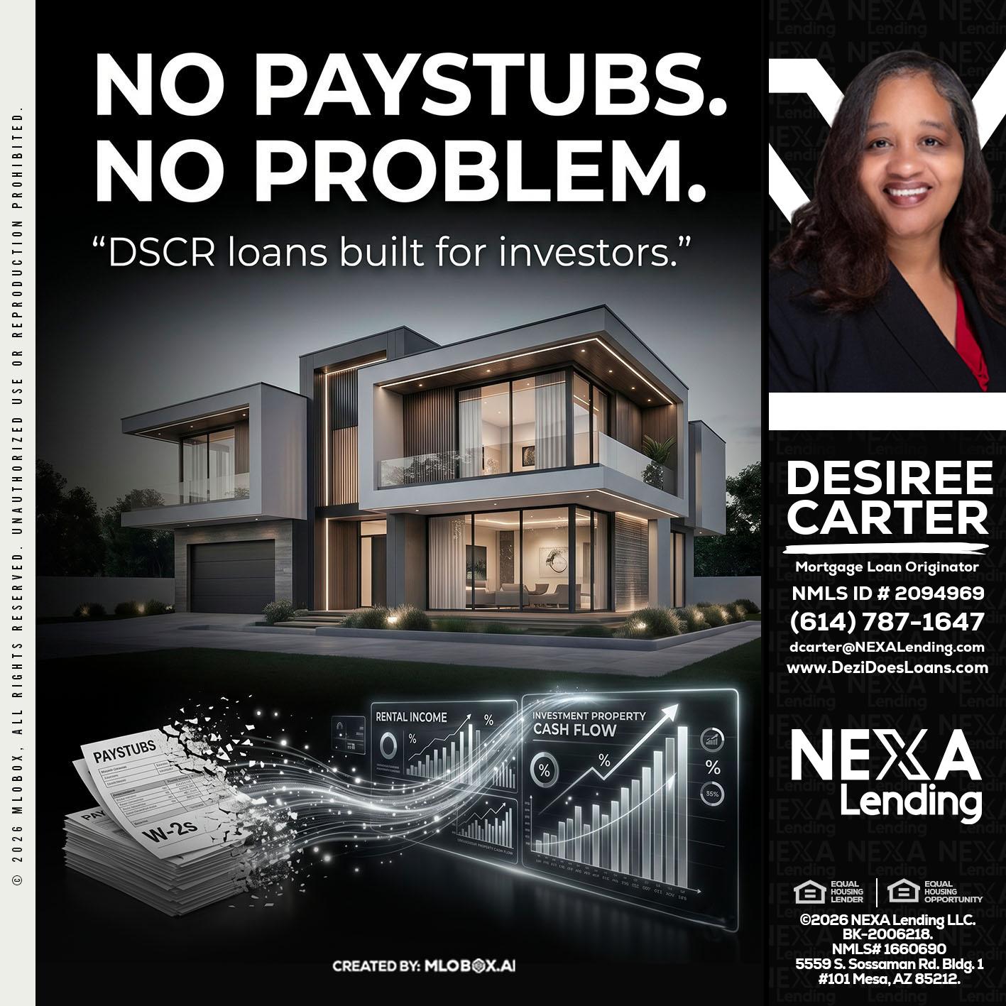 no paystub - Desiree Carter -Mortgage Loan Originator