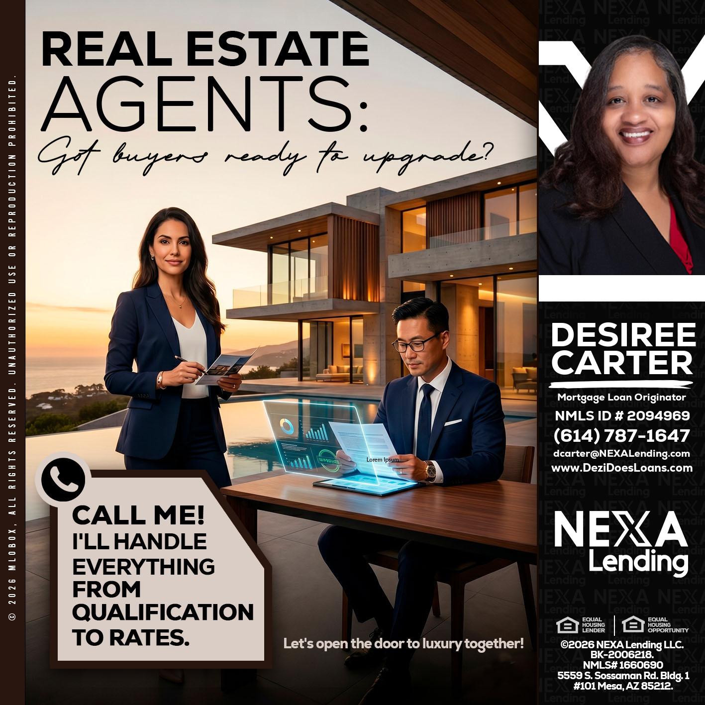 REAL ESTATE AGENTS - Desiree Carter -Mortgage Loan Originator