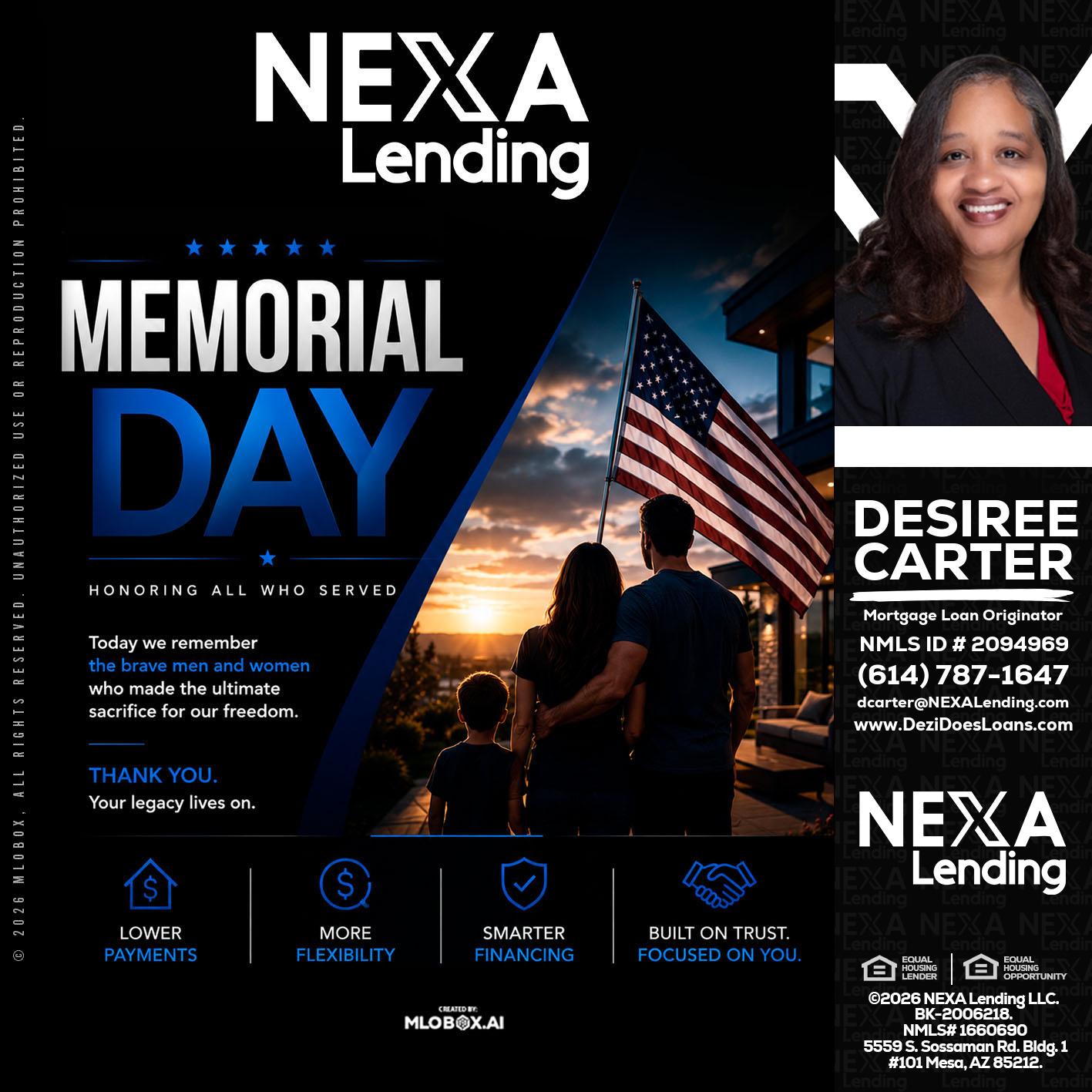 MEMORIAL DAY - Desiree Carter -Mortgage Loan Originator