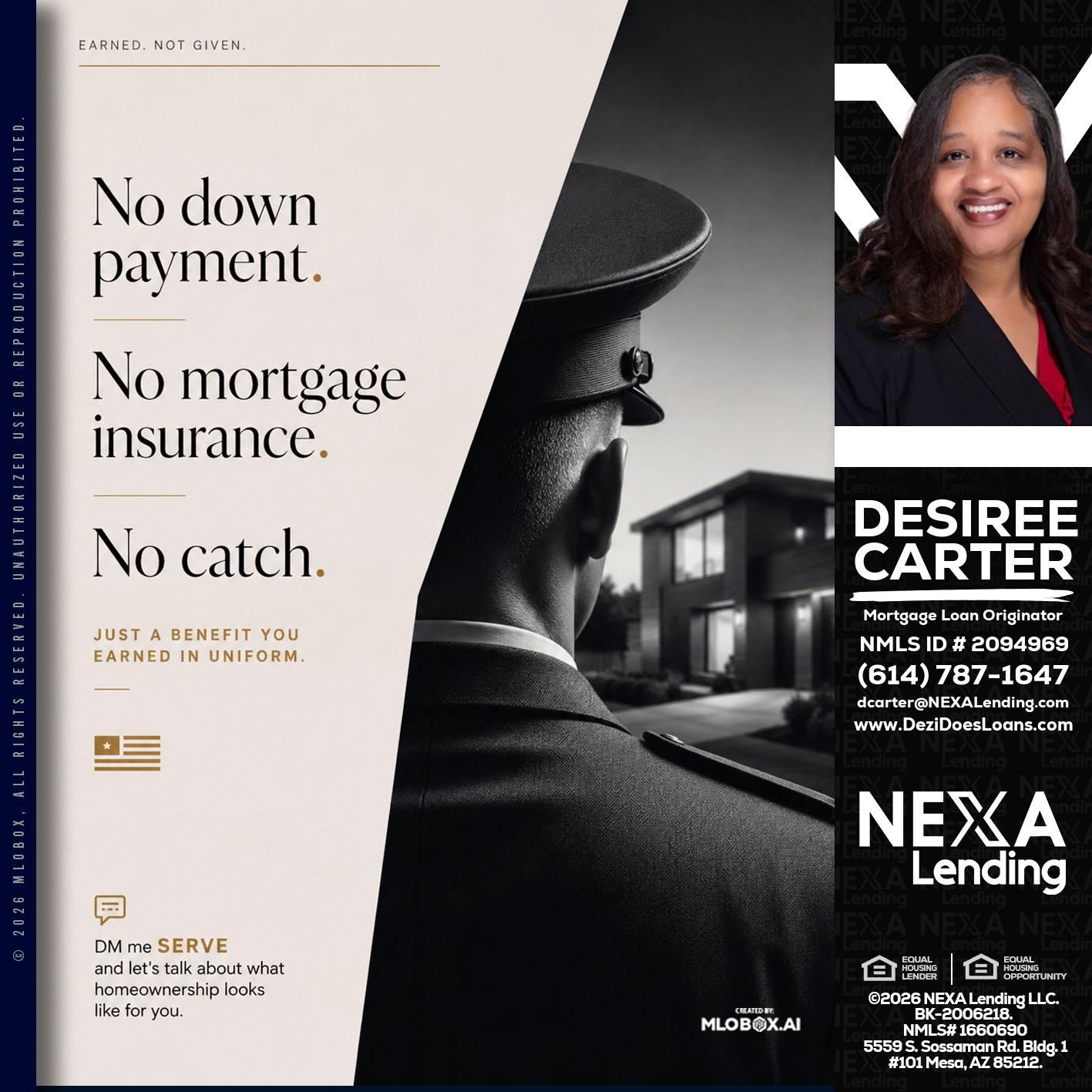 NO DOWN PAYMENT - Desiree Carter -Mortgage Loan Originator