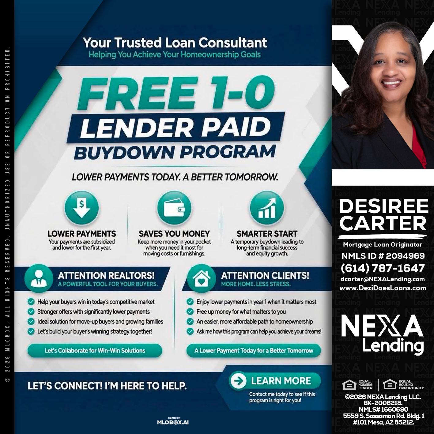 FREE 1-0 - Desiree Carter -Mortgage Loan Originator
