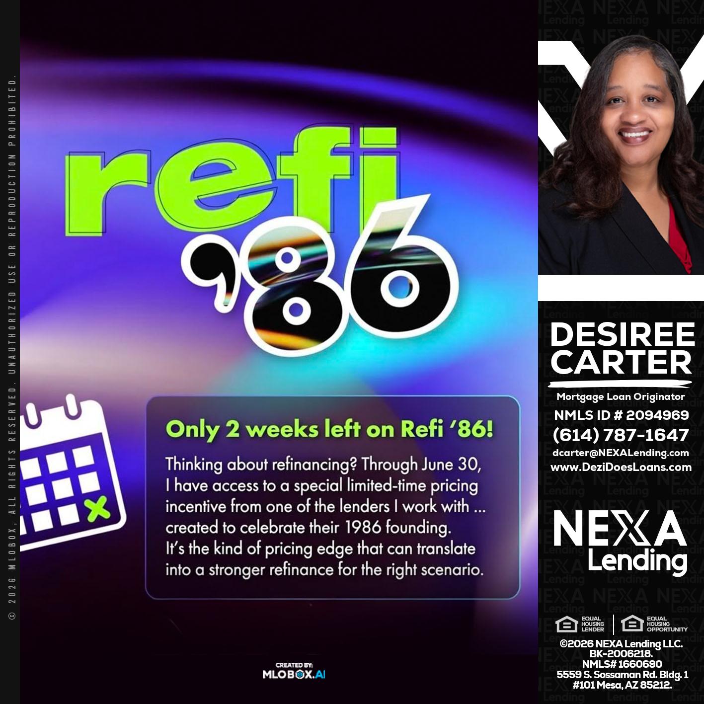 REFI 86 - Desiree Carter -Mortgage Loan Originator