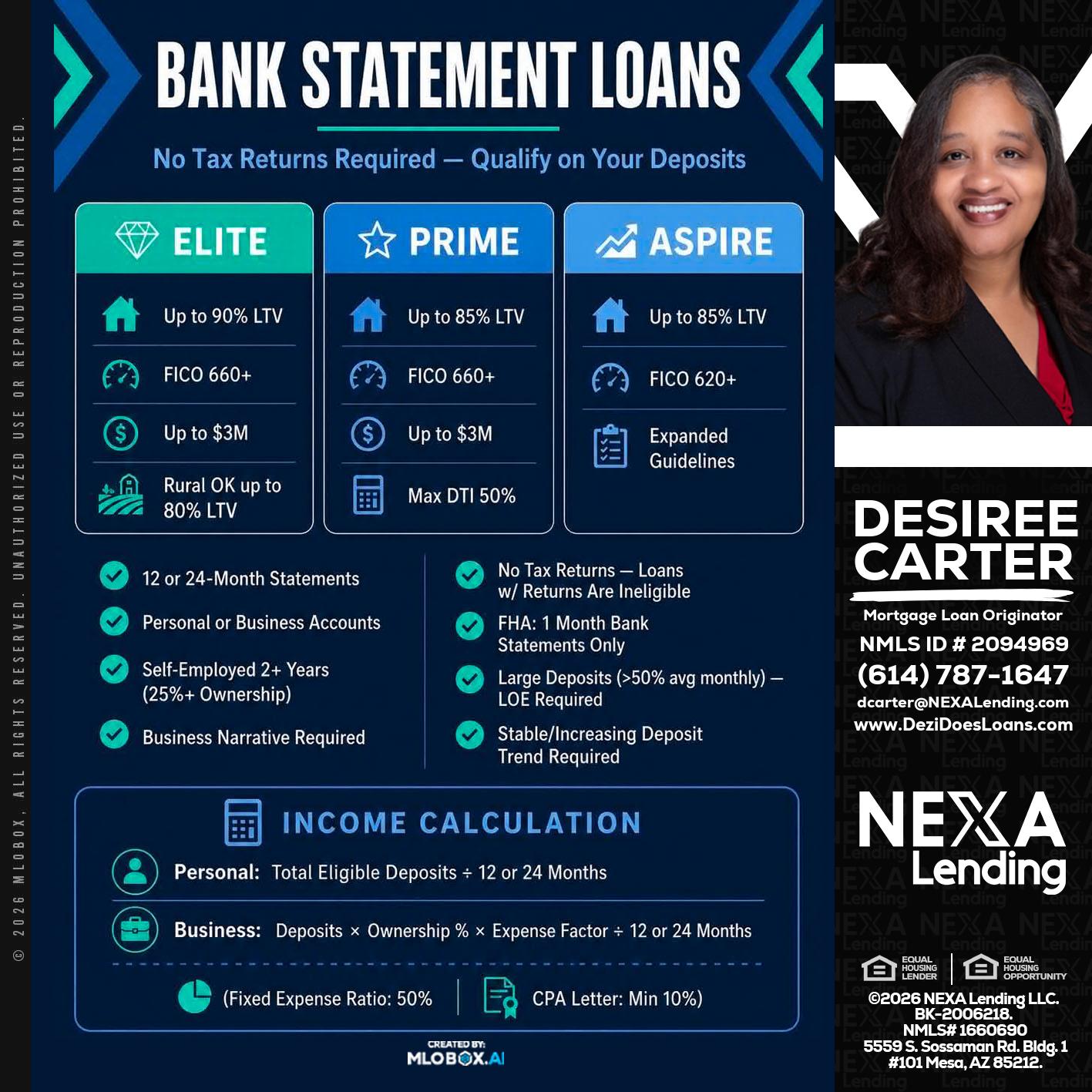 BANK STATEMENT - Desiree Carter -Mortgage Loan Originator