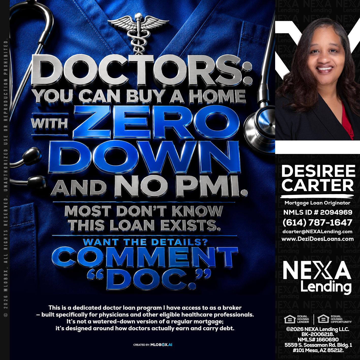 DOCTORS YOU CAN BUY - Desiree Carter -Mortgage Loan Originator