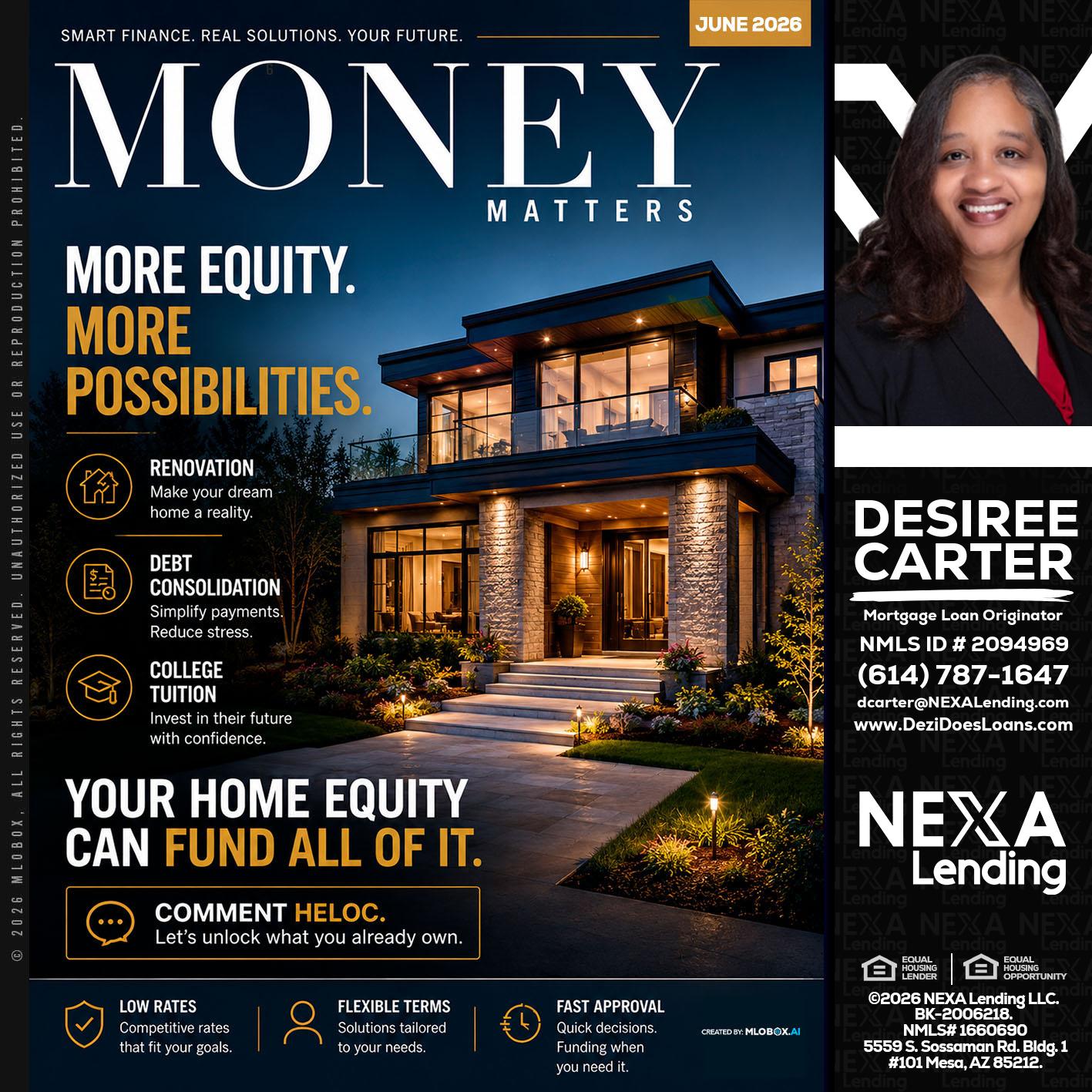 MONEY MATTERS - Desiree Carter -Mortgage Loan Originator