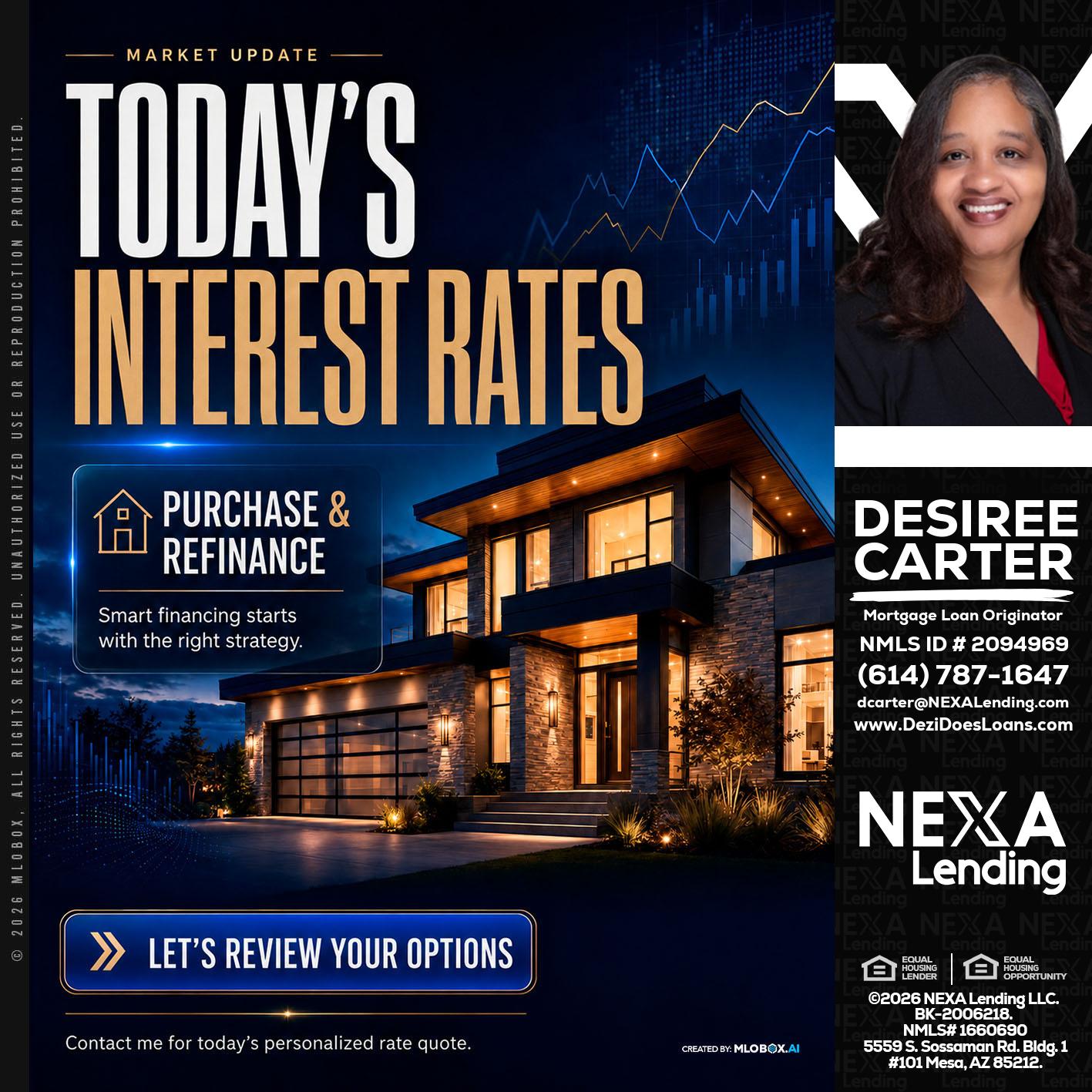 TODAYS RATES - Desiree Carter -Mortgage Loan Originator