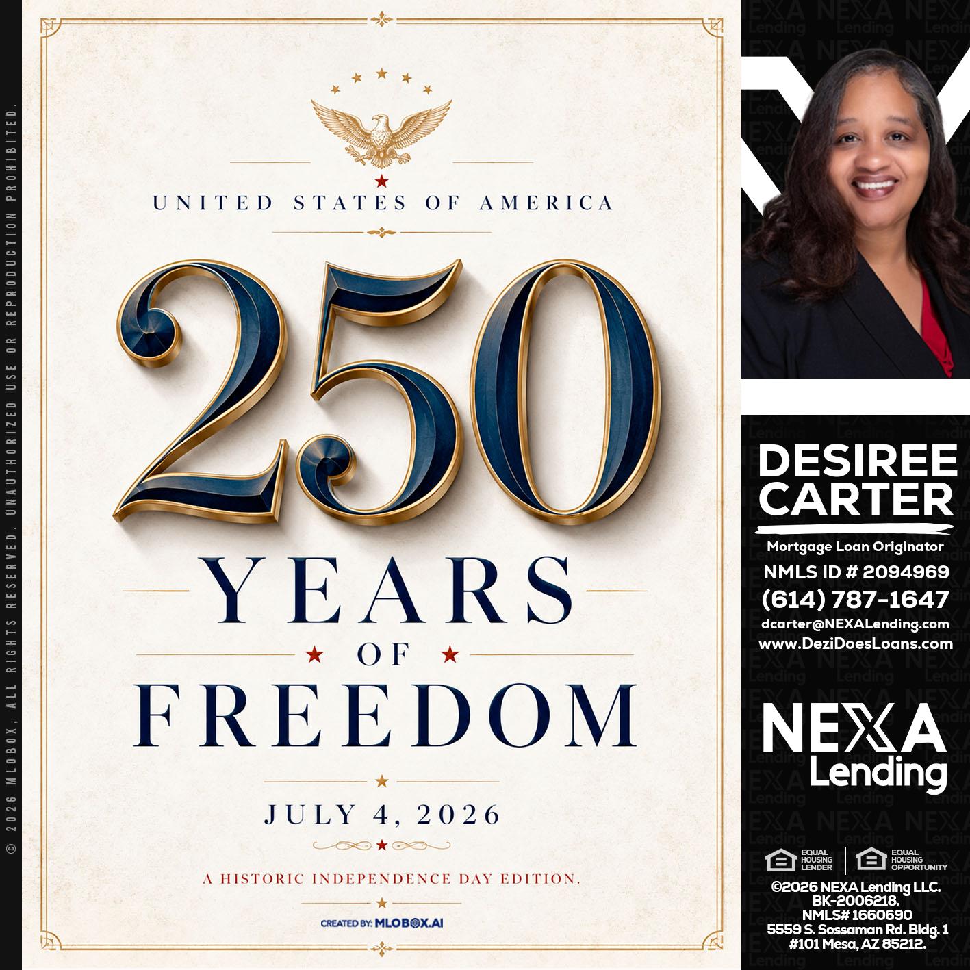 250 YEARS - Desiree Carter -Mortgage Loan Originator